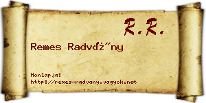 Remes Radvány névjegykártya